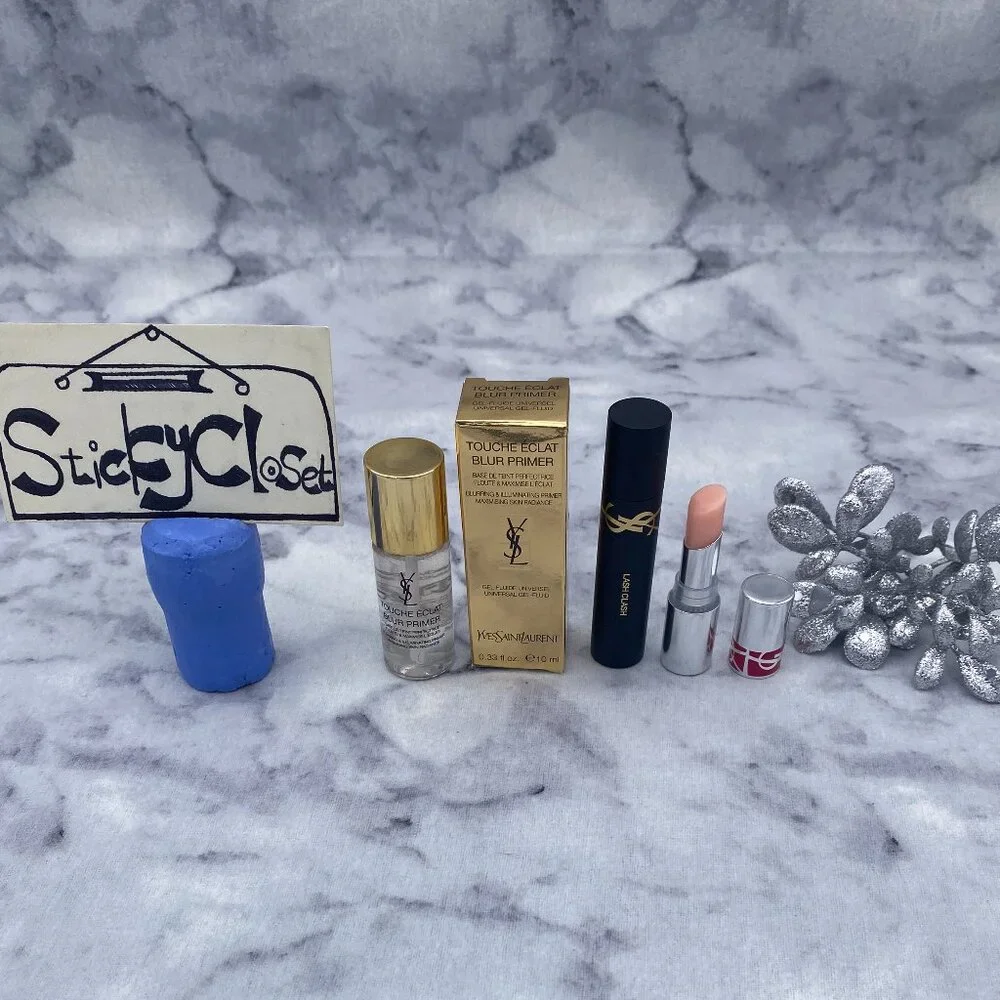 Yves Saint Laurent Beauty Mini Gift Set-Primer,Mascara,Lip Gloss Stick-3pc-NEW